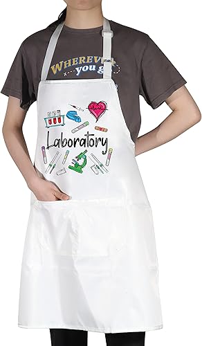 Miniatura 4 de BWWKTOP Delantal de técnico de laboratorio con bolsillos, delantal de laboratorio de ciencia, semana de laboratorio, regalos de tecnología de