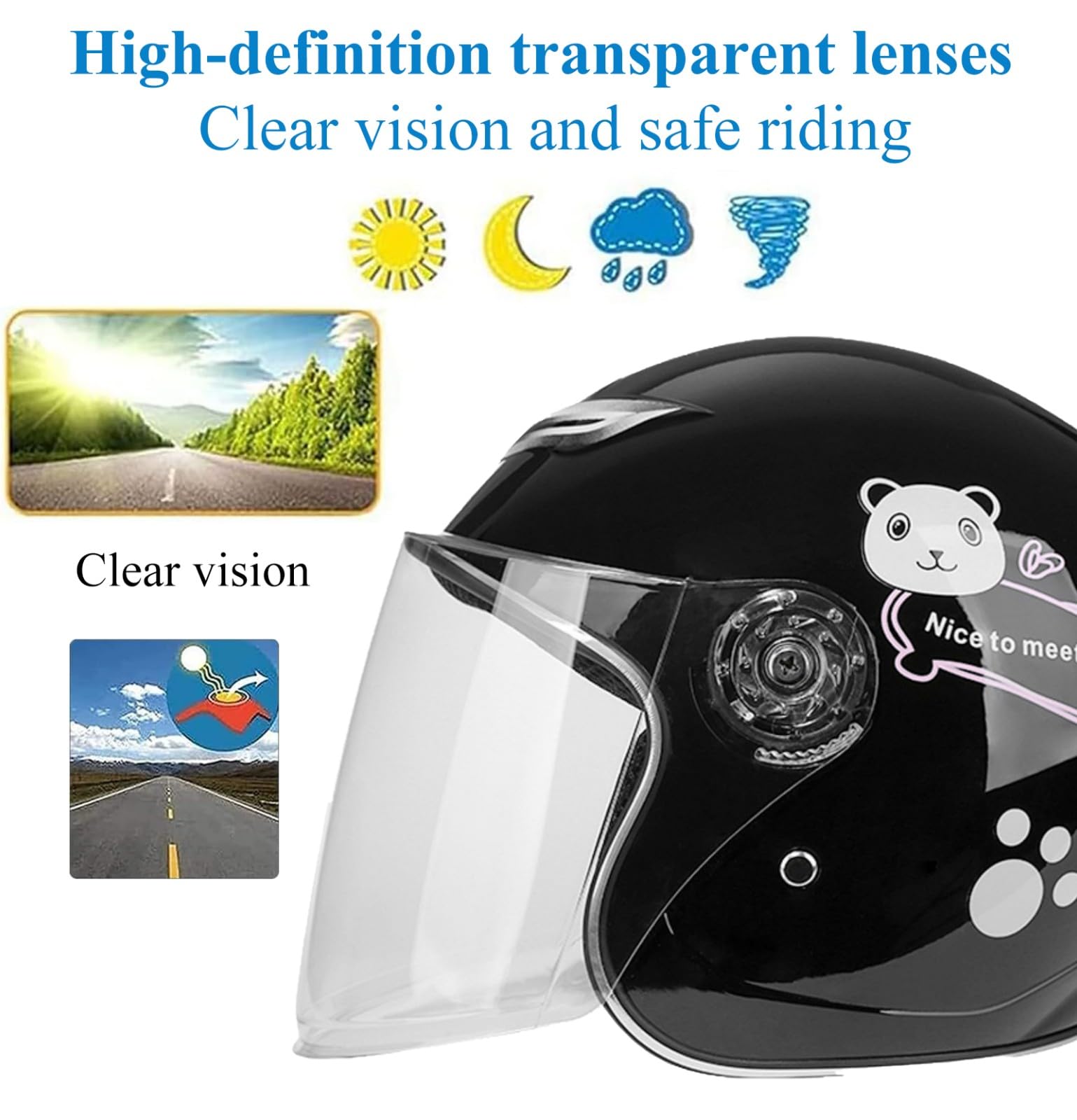 Casco De Moto Abierto para Niños De 4 A 12 Años, Homologado por La ECE, con Visera para Scooter, Cruiser, Patineta Y Bicicleta.