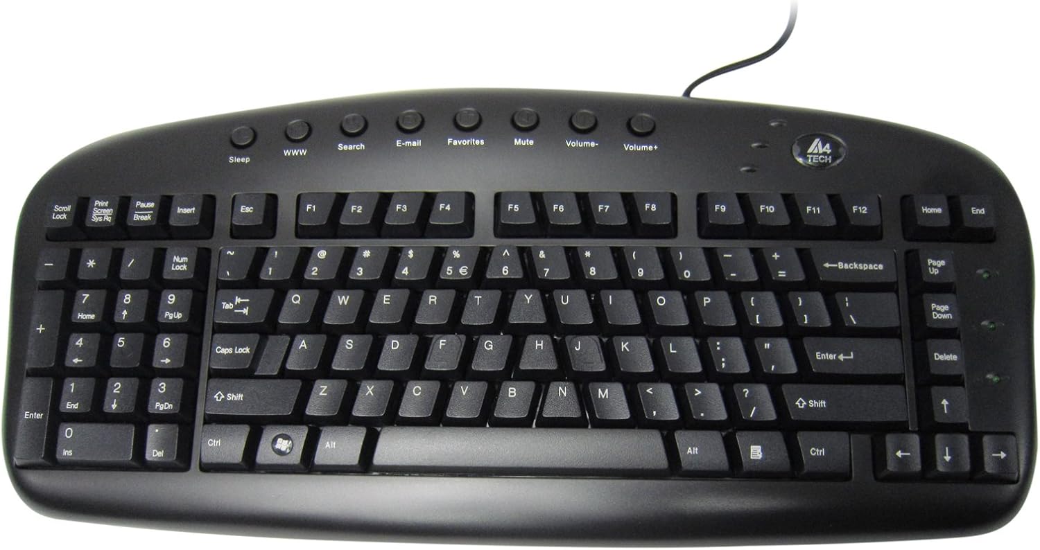 A4tech Ergonomic Left Handed Keyboard for Business/Accounting - 8 Multimedia Hotkeys - Eliminates RSI and Carpal Tunnel - Patented Natural_Reduce Back and Shoulder Strain to Improve Posture