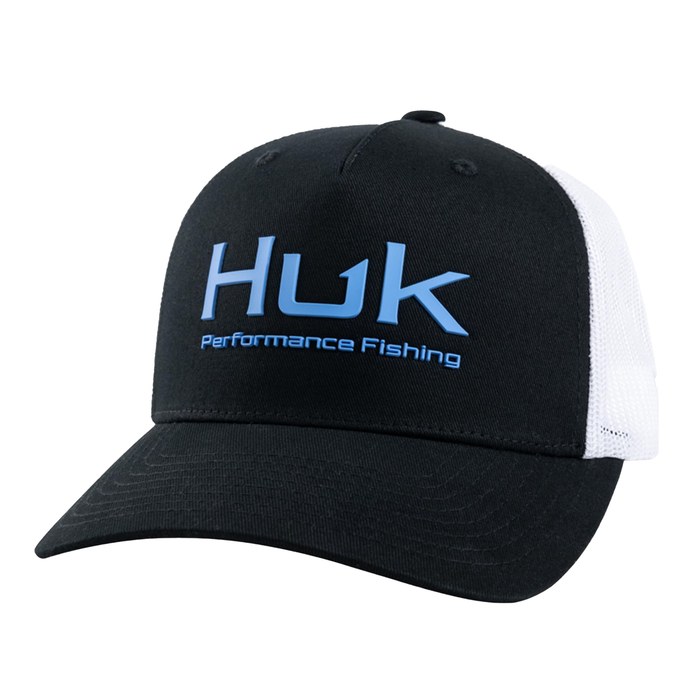 HUK Men's Trucker, Anti-Glare Snapback Hat Baseball Cap, Performance Fishing-Black, One Size