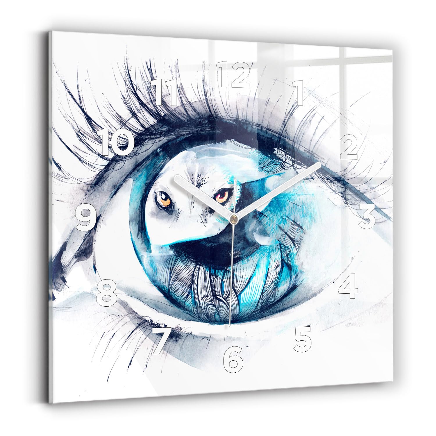 Horloge murale loup silencieuse Wallfluent pour décorer un salon ou une chambre à coucher