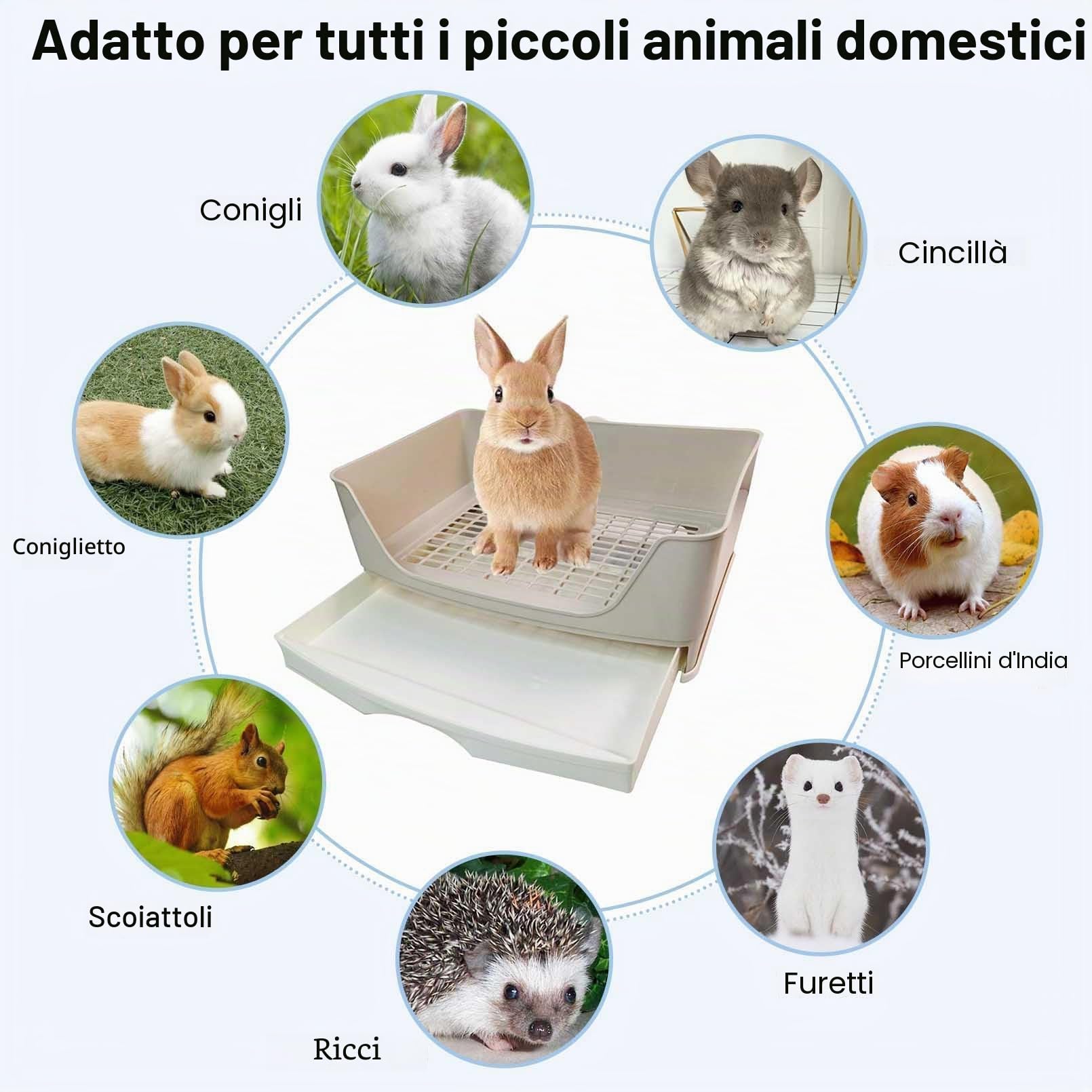 kathson Grande lettiera per conigli, WC ad angolo con cassetto per animali domestici più grande, per criceti adulti, porcellini d'India, furetto, galesaur, coniglietto e altri animali (marrone)