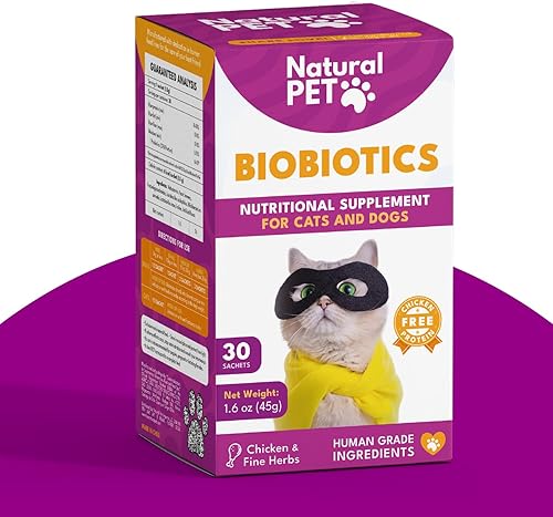 Biobiotics Suplemento de apoyo digestivo para gatos y perros, sabor a pollo y hierbas, 30 sobres para el bienestar digestivo