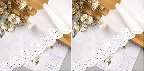 Miniatura 6 de IDONGCAI Cinta de algodón blanco con encaje bordado para costura y decoración del hogar (2.75 pulgadas de ancho)