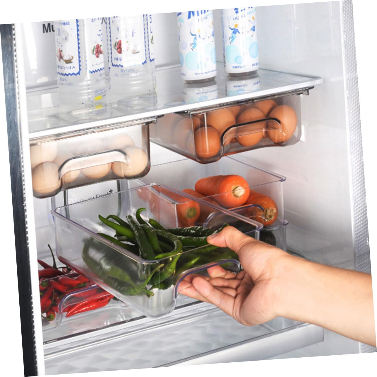 2 Pcs Suction Cup Storage Fridge Pull Out Drawers Square Stand Egg Carton Egg Trays Shelf Holders Brackets for Shelves Shelf Bracket Egg Crate White Refrigerator Food re-usable (Whitex