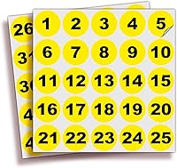 Vista 21 de iSYFIX Calcomanías negras de números consecutivos – 1 a 50, 1 pulgada, 1 juego – Vinilo autoadhesivo de alta calidad ideal para inventario