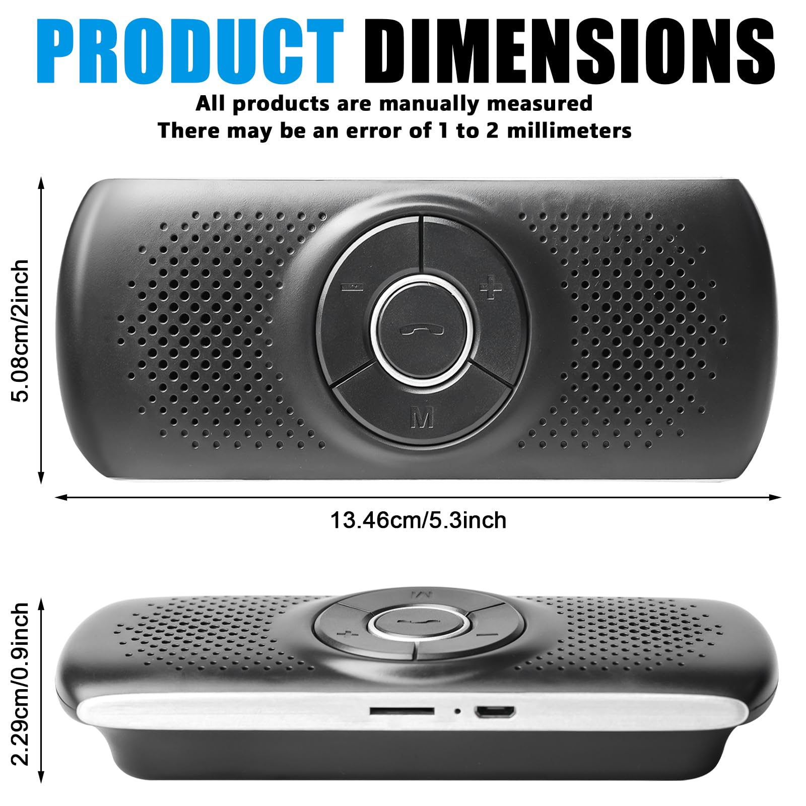 Adattatore audio wireless Bluetooth 4.2 vivavoce con clip, microfono integrato, slot per scheda TF, riconnessione automatica per GPS, musica, chiamate, controllo del volume