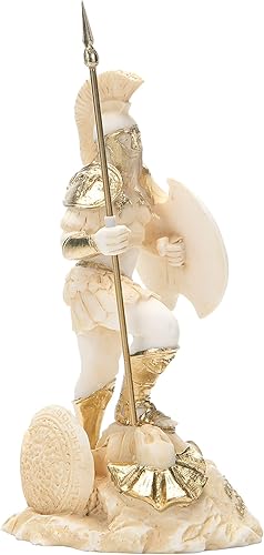 Miniatura 3 de Ares Mars God War Zeus Son Estatua Romana Alabastro Tono Dorado 5.5 Pulgadas