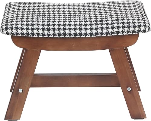Miniatura 1 de Ablon Taburete otomano de 16 pulgadas, taburete pequeño de tela de terciopelo con asiento acolchado, taburete de madera de 1 escalón para cama alta,