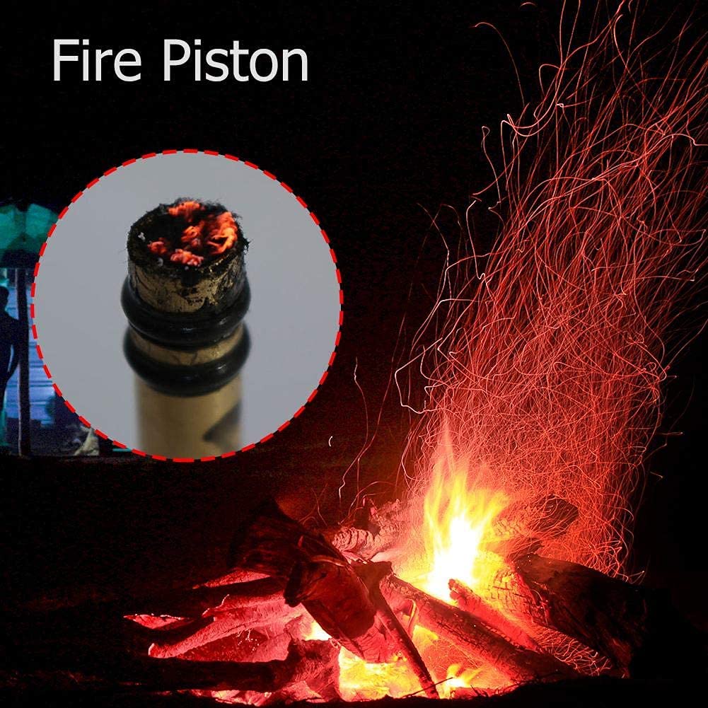 Pistón de fuego para arrancar fuego, herramienta de supervivencia de latón, metal, camping al aire libre