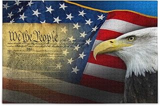 ALAZA Jigsaw Puzzle 500 Piece, Patriotic Eagle with USA Flag Large Educational Intellectual Decompression Puzzle Game Home Wall Artwork for Adults Teens