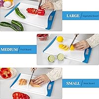 Vista 5 de Extra Large Cutting Board, Dishwasher Safe Chopping Boards With Juice Grooves and Easy Grip Handle, 3 Pieces Plastic Cutting Board Set