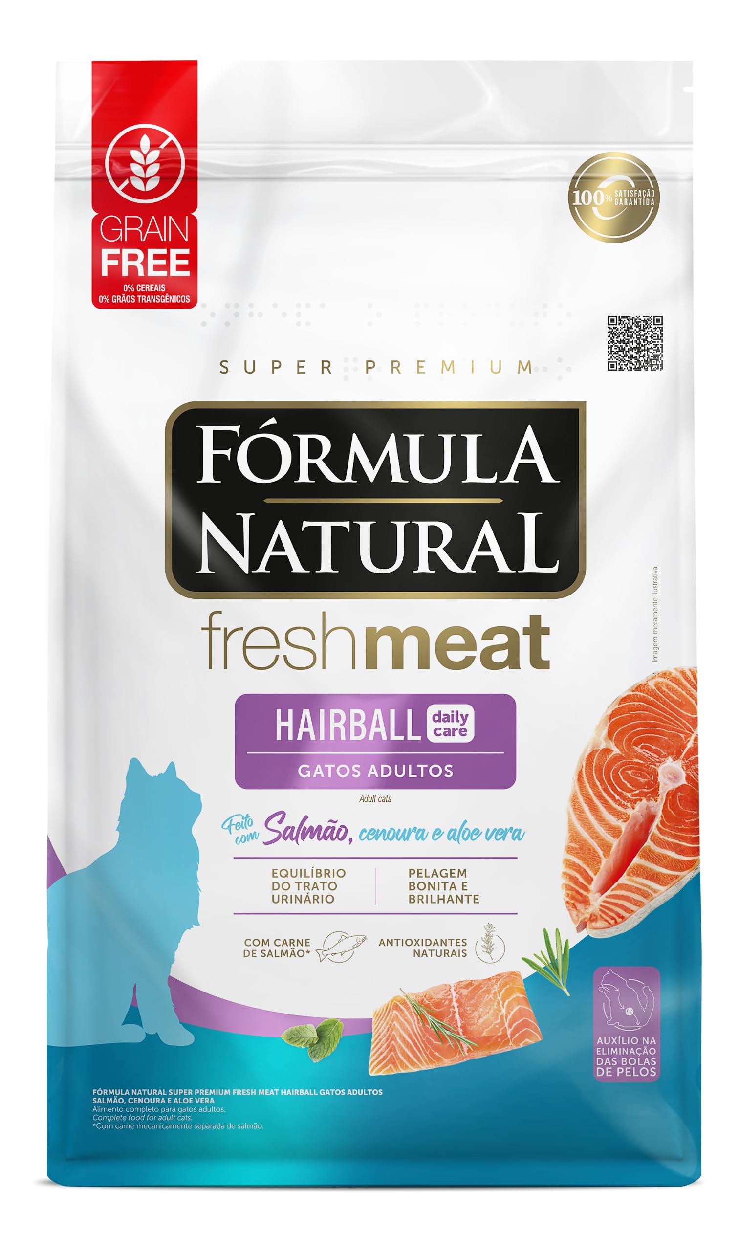 Fórmula Natural Fresh Meat Ração Seca Hairball Para Gatos Adultos