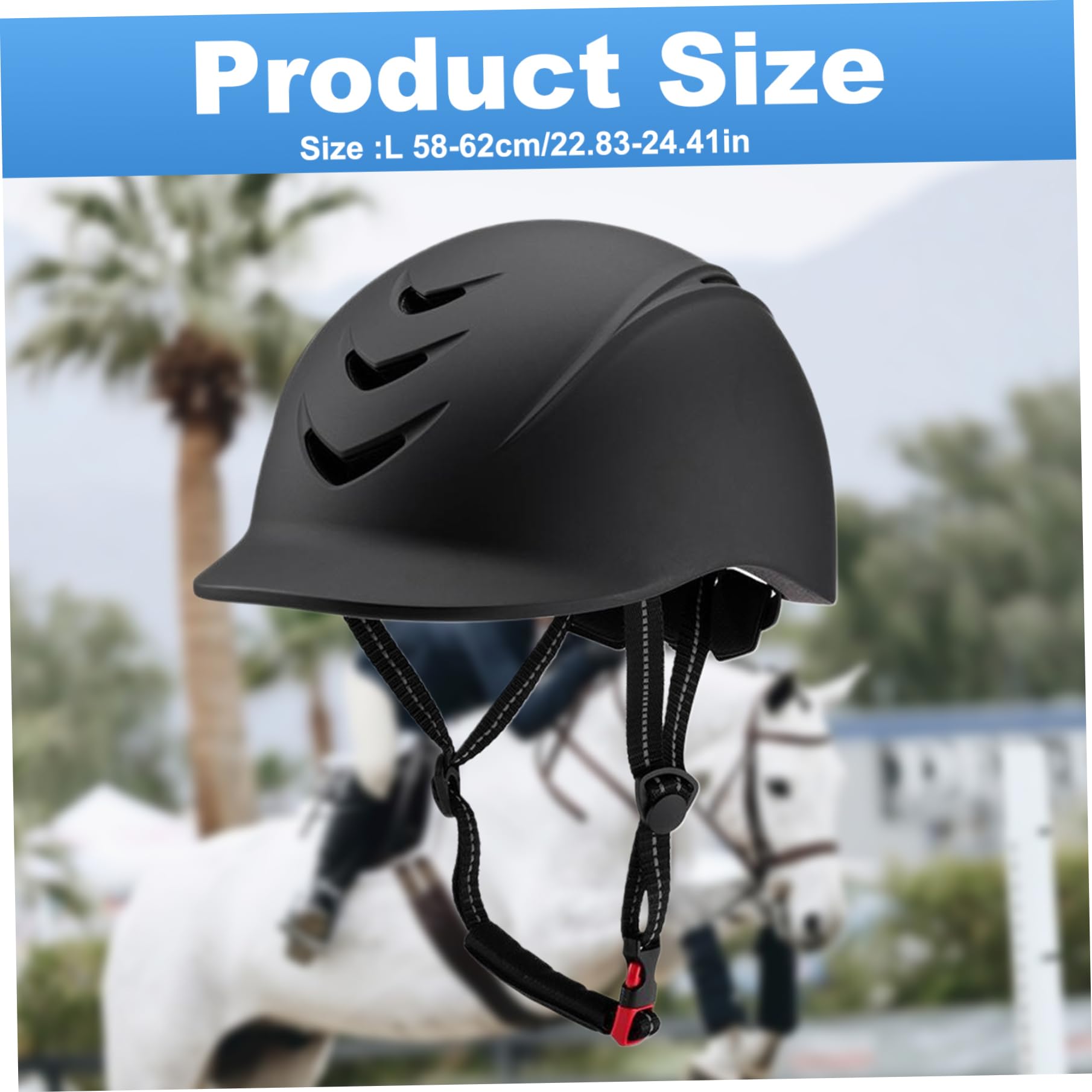 Casco de Montar, Horse Riding Sport Helmets Black Equestrian Helmet Protective Head Gear con Correa Ajustable para Mujeres Hombres