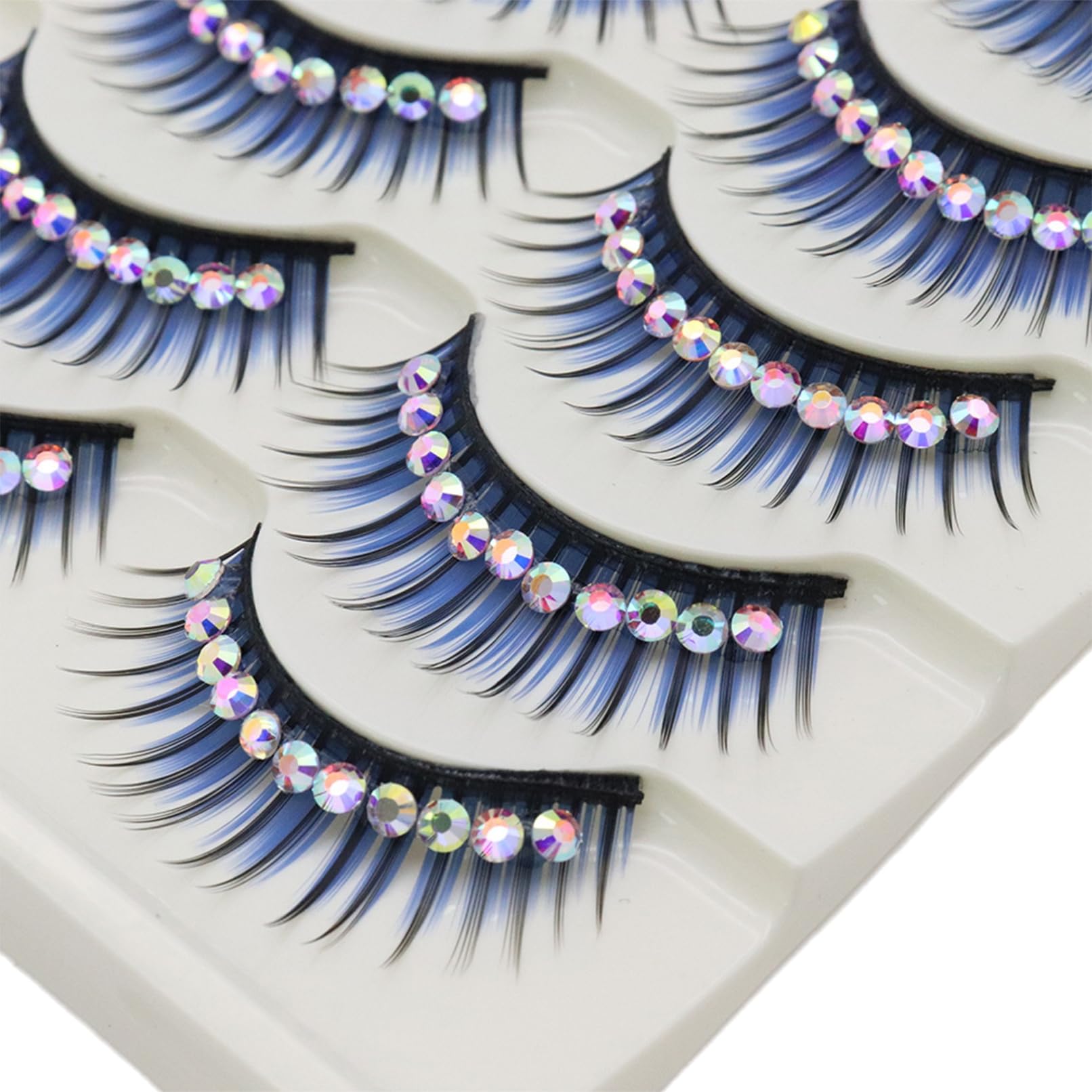 Moily 5 Pairs Dramatic False Eyelashes Colored Lashes for Themed Events Photography Shows Blue One Size