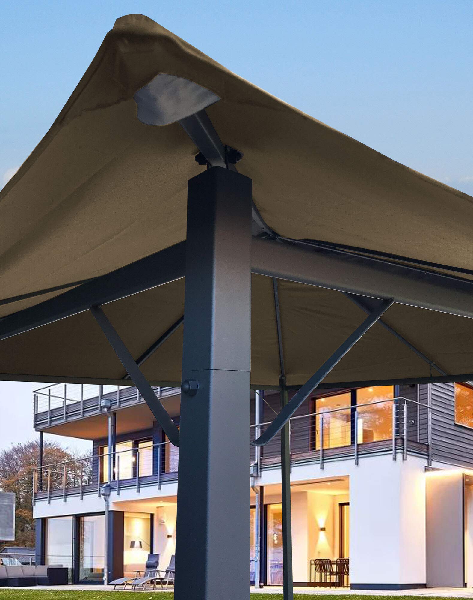 QUICK STAR Metall Garten Pavillon Nizza 3x3m Antik Partyzelt Sand mit 4 Seitenteilen