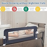 Vista 6 de BABY JOY Rieles de cama para niños pequeños, extra largos, protector de cama de seguridad abatible para cuna convertible, barandilla plegable