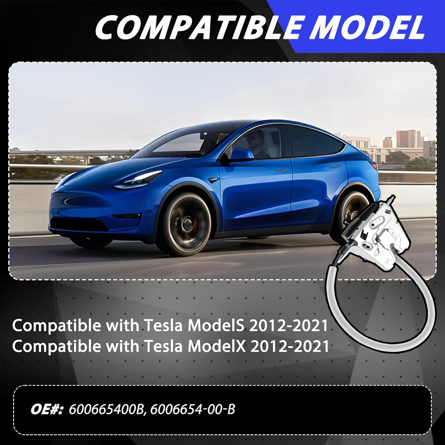 Rear Trunk Lid Tailgate Latch Lock Compatible with Tesla Model S 4Pins Liftgate Actuator Trunk Latch Replace OE# 600665400B