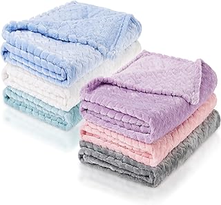 6 Pcs Baby Flannel Blanket Plush Warm and Cozy Blankets for Newborn Infant and Toddler, Soft Receiving Baby Blanket for Crib Stroller, Cozy Throw Blankets for Couch Sofa Bed, 30 x 40'' (Colorful)