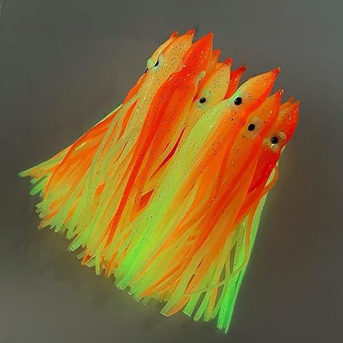 Miniatura 4 de Hoochie - Faldas de pulpo, señuelos de pesca con aparejos de pesca de plástico suave, faldas de calamar luminosas, señuelos de agua saladacebo, 1.9