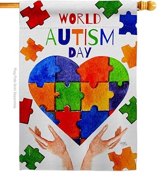 Breeze Decor H115232-BO Autism Day Support Awareness 28 x 40 in. Double-Sided Decorative Vertical House Flags for Decoration Banner Garden Yard Gift