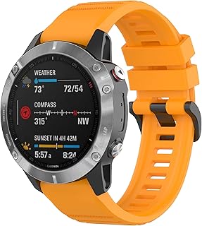 Lijinlan Fenix 6 Band 22mm Width Soft Silicone Watch Strap for Fenix 5/Fenix 5 Plus/Fenix 6/Fenix 6 Pro/ Fenix 6 Pro Sapphire /Forerunner 935/Forerunner 945/Approach S60/Quatix 5 (Orange)