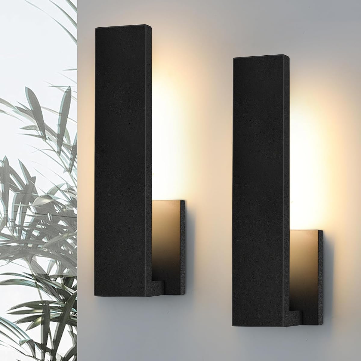 Aluminum LED Modern Wall Sconces Set of 2, 18W Black Wall Light | WaterproofWall Lighting Indoor Outdoor Hardwired Wall Lights for Office,Porch, Bedroom, Bathroom, Living Room,Garden