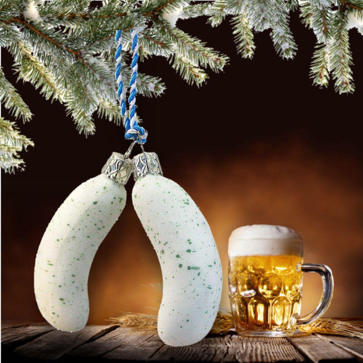 Weihnachtskugeln Set Weißwurst Bayern - Handbemalt & Mundgeblasen Made In Germany