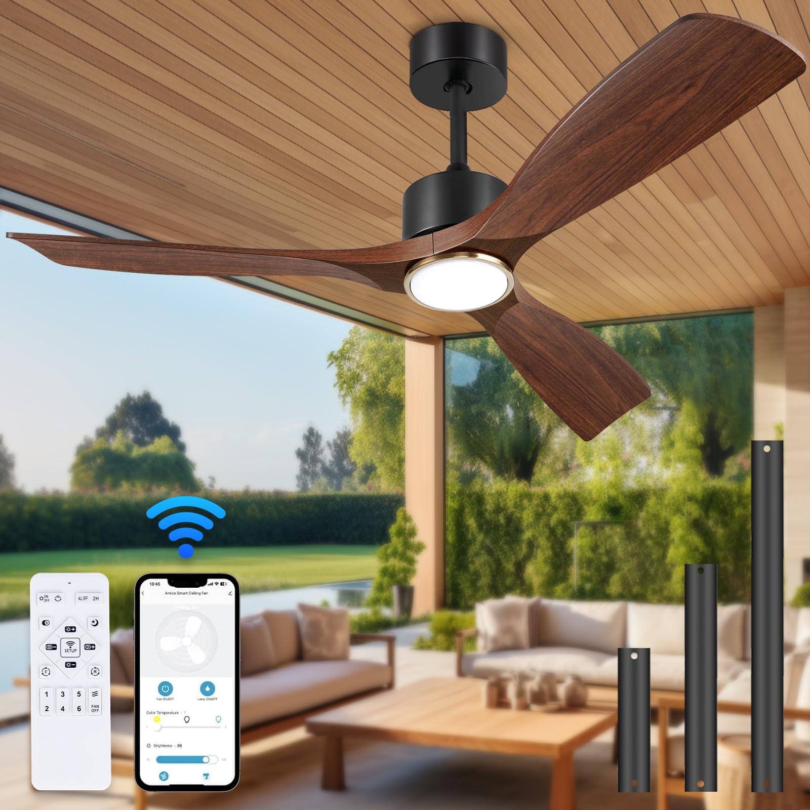 BOOSANT Ceiling Fans with Lights, Ceiling Fans with Lights and Remote
