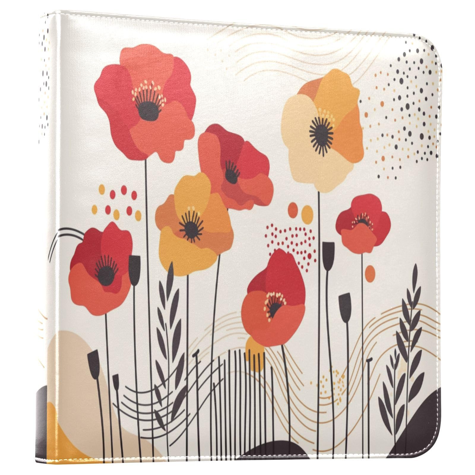 Kigai Poppy Photo Album Self Adhesive Scrapbook Album Leather Cover DIY Picture Scrap Book with 20 Adhesive Sheets, 11.8x24x0.8 inch