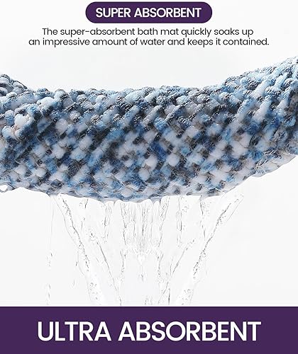 Miniatura 7 de DEXI Tapetes de baño absorbentes de 16 x 24 pulgadas, secado rápido, lavables, de felpilla con parte trasera de goma antideslizante para suelo de