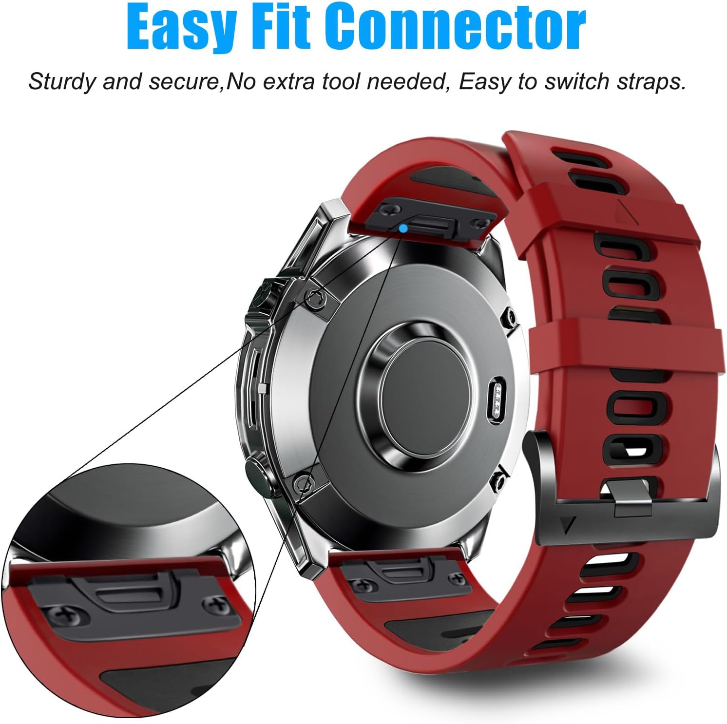 ZPJPPLX 22mm Quickfit Band Compatible with Garmin Fenix 8/7/6 epix Pro,Silicone Wrist Strap for Fenix E/5 Plus/5/tactix quatix 8 7 pro/Forerunner 970/965/955/Descent G2 G1/Approach S70/S62/S60 47mm image 3