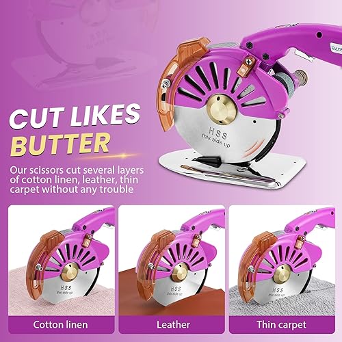 Miniatura 3 de BAOSHISHAN Cortador giratorio de tela eléctrico, tijeras de tela ajustables de alta resistencia, máquina de corte de hoja redonda para tela