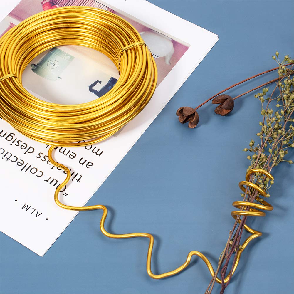 Fil D'Aluminium Doré NBEADS 20m X 3.5mm - Fil Métallique Flexible Pour Bijoux, Artisanat Floral Et Jardinage