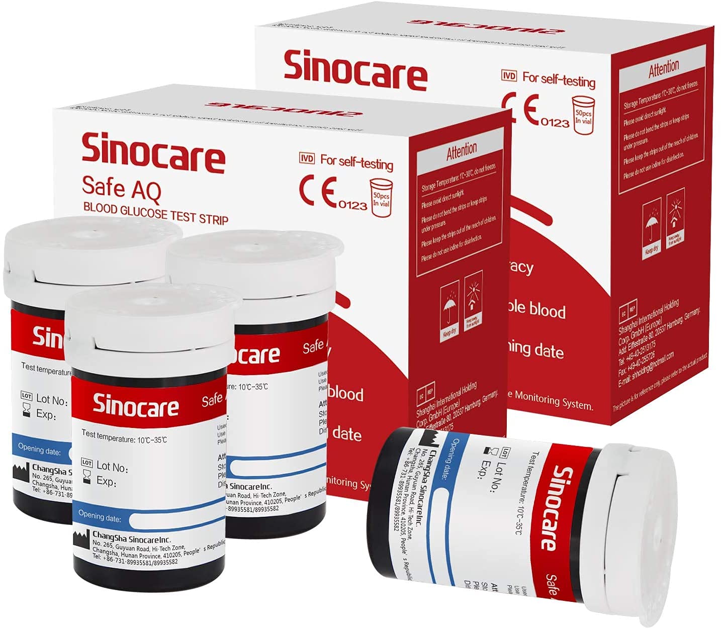 sinocare (Safe AQ) Blood Glucose Test Strips x100 & Lancing Devices x 100, Diabetes Test Strips No Need Code