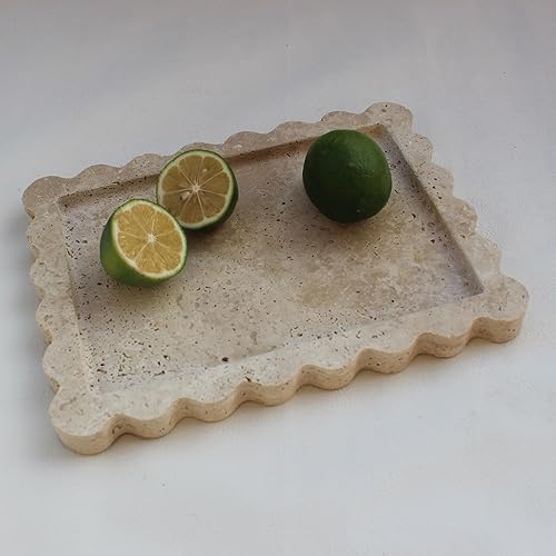 Miniatura 9 de Bandeja de mármol festoneado de lujo natural de 10.8 x 8 pulgadas, bandeja rectangular verde para tocador de baño, cocina, bandeja decorativa para