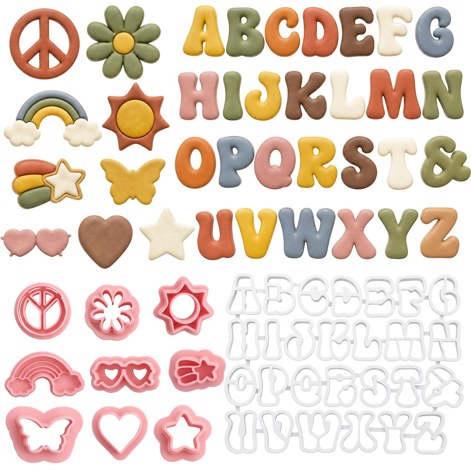 Lanties Alphabet Polymer Clay Cutter Set, 35 Pcs Bubble Letter Clay Cutter