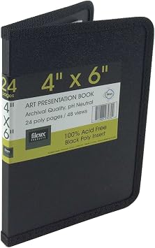 Filexec Products Art Presentation Book, 4"x6", 24Page/48 Views, Pack of 2 50488-93030, Black