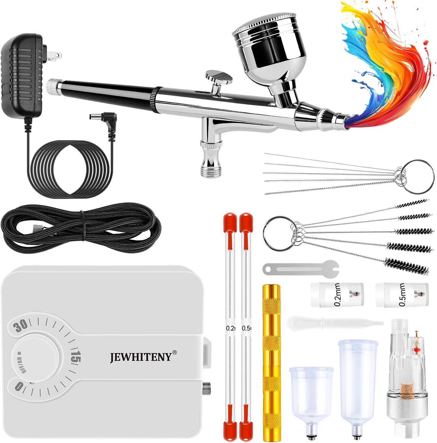 JEWHITENY Professional Airbrush Kit: AirBrush for Nails, Multifunctional Spray Painting Tool,0.2/0.3/0.5mm Nozzle Makeup Set Nail Airbrush Machine for Ombre French Airbrush Paint Home DIY & Salon
