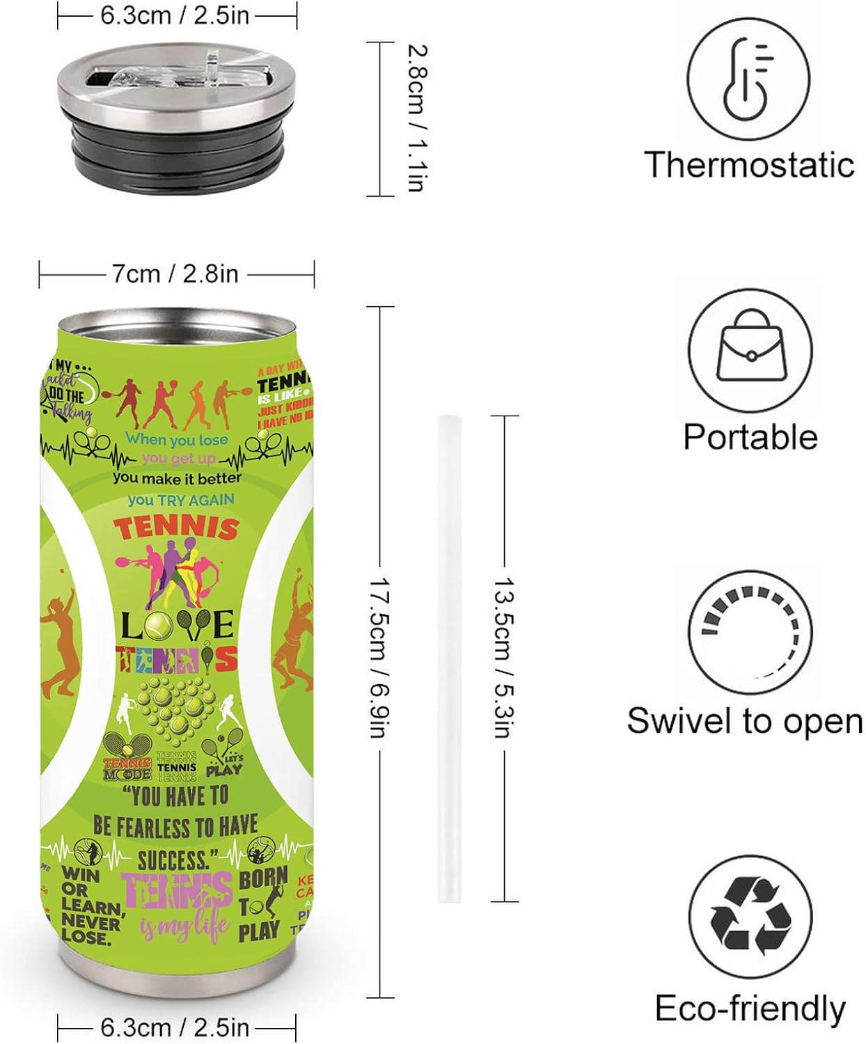 Tennis Tumbler Cup Travel Mug With Lid,Tennis Lover Birthday Gifts Stainless Steel Vacuum Coffee Mug Cup Tennis Gifts For Women Men 17 Oz - Image 3