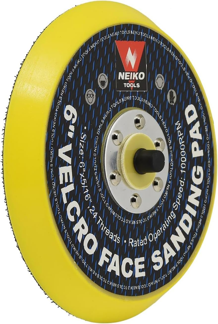 NEIKO 30263A - 6 inch Sanding Discs Hook and Loop, 5/16” Arbor with 24 Thread Mounts, 10,000 RPM, Sanding Pads for Orbital Sander and DA Sander, Hook n Loop Backing Pad - Image 3