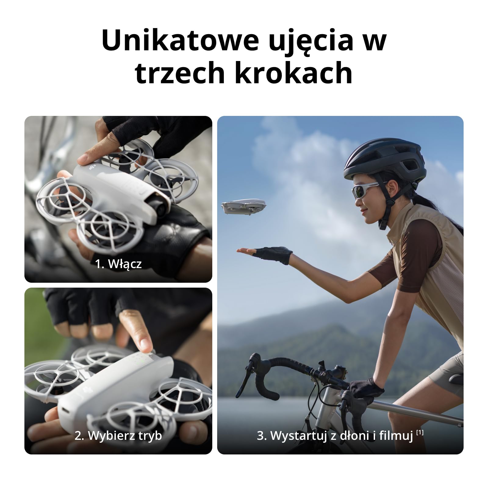 DJI Neo, mini dron z kamerą 4K UHD dla dorosłych, 135 g samodzielnie latający dron śledzący użytkownika, start z dłoni, śledzenie obiektu, QuickShots, stabilizacja wideo (nie wymaga kontrolera)