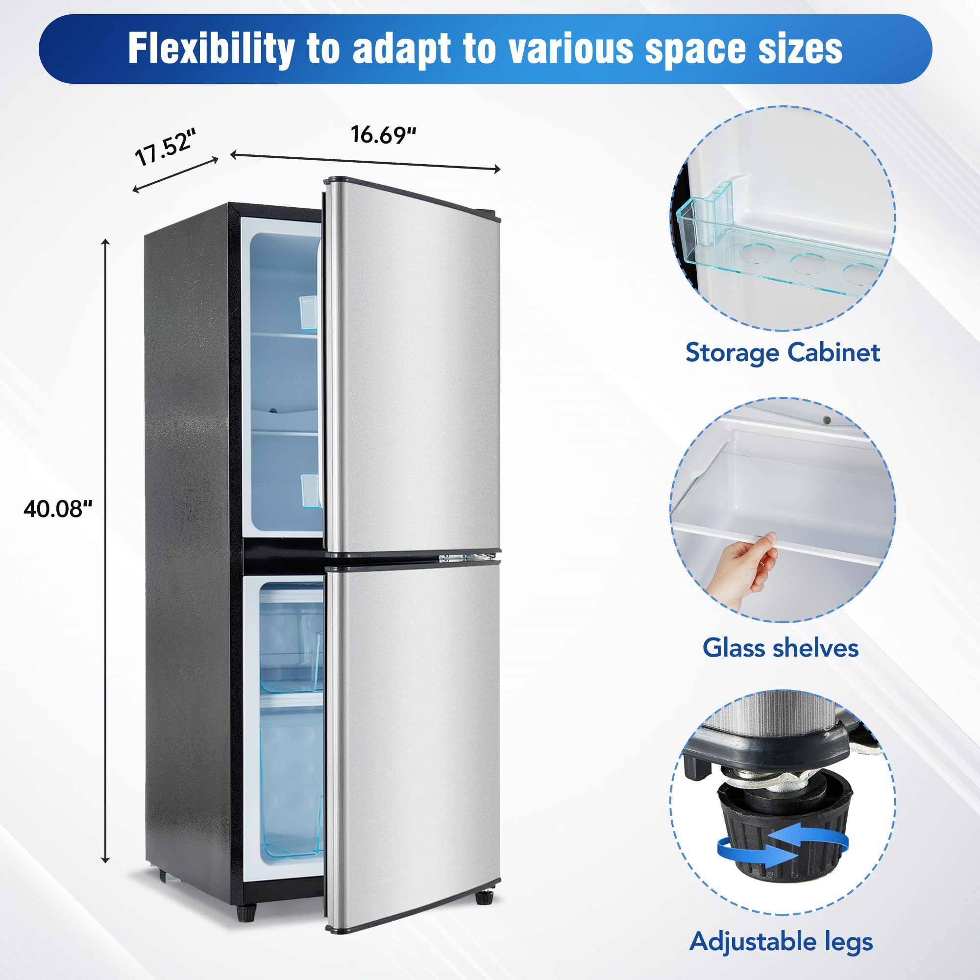 AXUTL Small Refrigerator with Freezer Mini Fridge 4.0 Cu.ft Compact Small for Bedroom Dorm RV Apartment 2-Door Design Silver… on Fridge.com