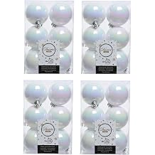48 White Iridescent Christmas Baubles Shatterproof Luxury Tree Decor 6cm Iris