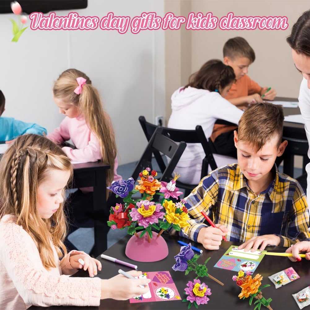 UMEELR Flowers Building Blocks, 24 Packs DIY Flower Pre Filled Easter Egg Surprise Toys for Basket Stuffers Classroom Prize