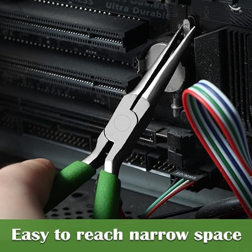 Miniatura 4 de Alicates de punta de aguja pequeños para hacer joyas, alicates de punta de 5 pulgadas de largo con mini alicates largos y cónicos mandíbulas