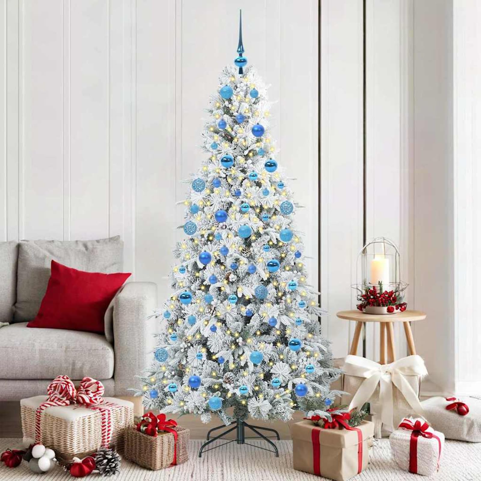 Árbol de Navidad con Luces LED Cálidas Integradas Gecheer de 180 cm en PVC y PE