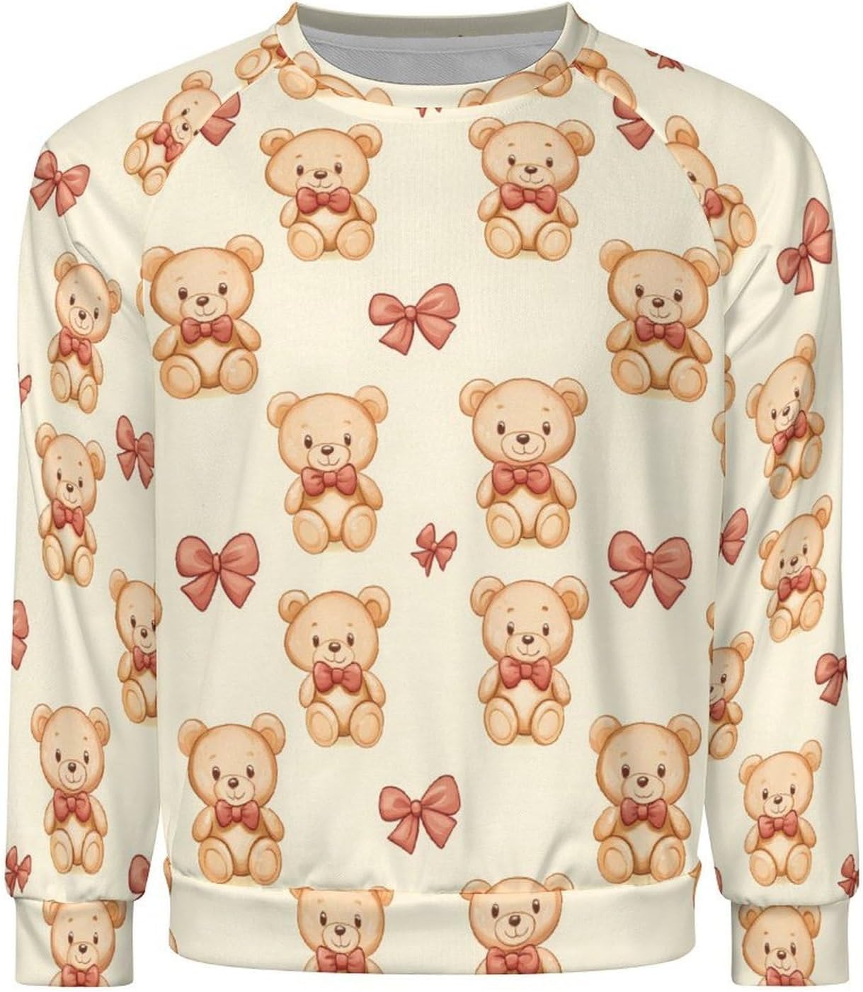 Teddys-Bears Men's Sweatshirt Crew Neck Sweater Long Sleeve Pullover Tops Casual Wear