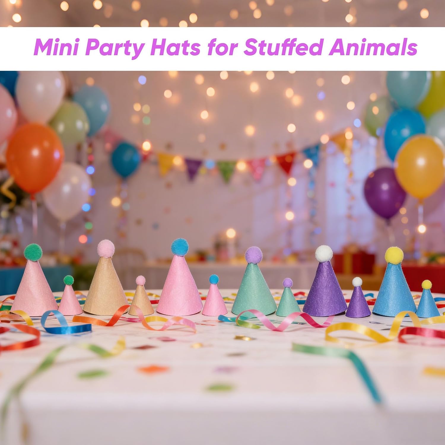 12pcs Mini Party Hats for Stuffed Animals Figures, 6pcs Big & 6pcs Small | Mini Birthday Hats - Including 6pcs Big Hats for Little Pets and 6pcs small Hats for Dolls Toys