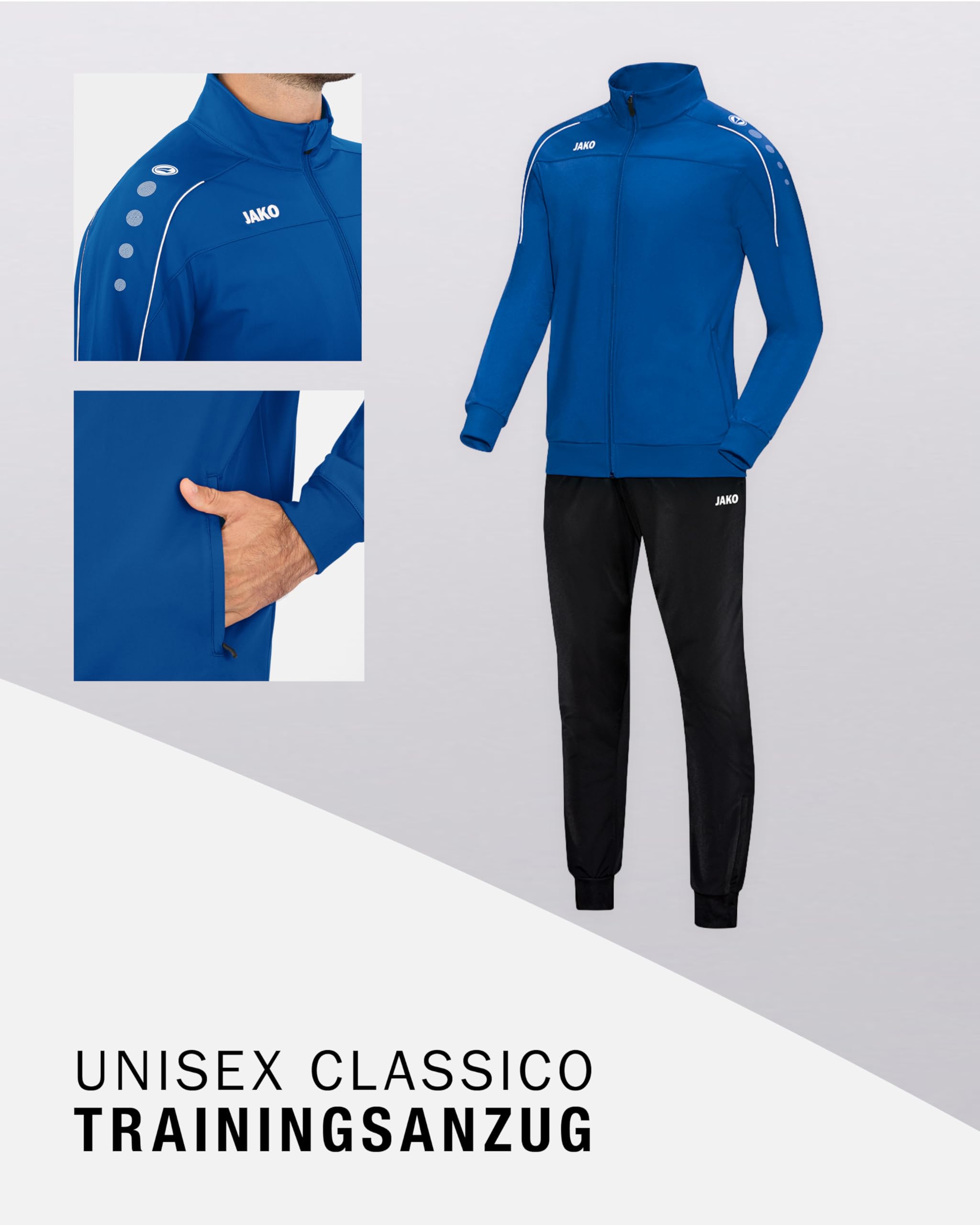 JAKO Polyester Classico Trainingsanzug - Moderner Sportanzug 100% Polyester, Strapazierfähig & schnelltrocknend, Jogginganzug mit optimaler Passform